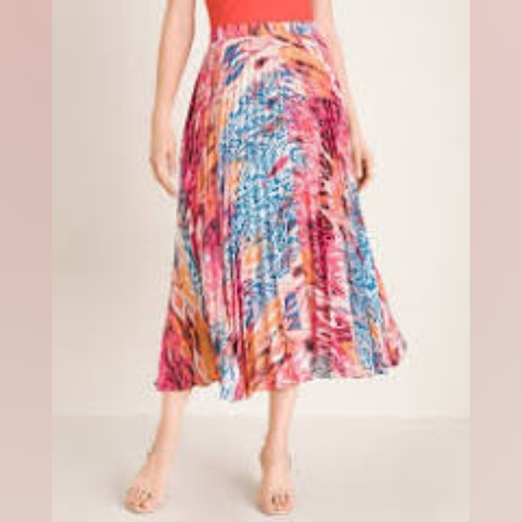 Chico's Vibrant Printed Pleated Skirt NWT - Picture 1 of 10